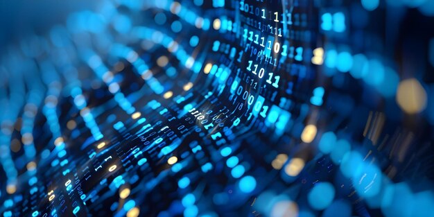 Visuele weergave van geavanceerde cybersecurity en Secure Network Operations Technology in Digital Encryption Binary Code Concept Cybersecurity Technology Secure Network Operations