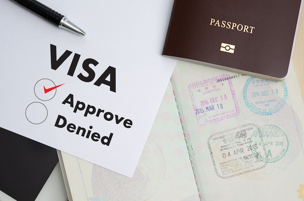 Visumaanvraagformulier om te reizen Immigratie een document Geld voor paspoortkaart en reisplan