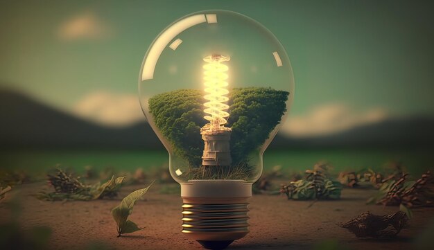 Photo vitage eco ecology environment plant tree in lightbulb conceptual