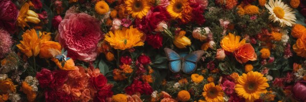 Foto un bouquet di vitamine con fiori cuori di farfalle