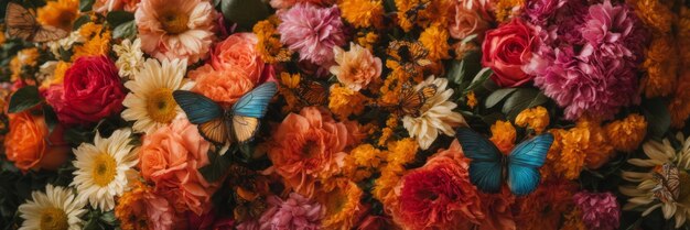 Foto un bouquet di vitamine con fiori cuori di farfalle