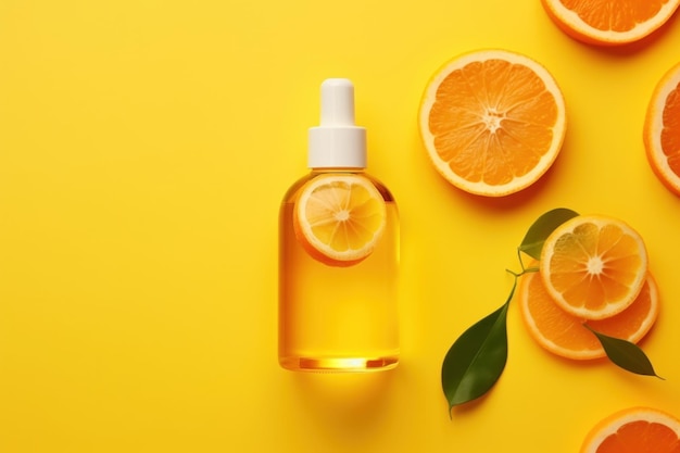 Vitamin c serum bottle with citrus clean water splash