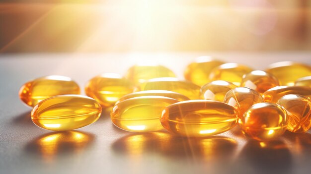 Foto pillole o capsule di vitamina d con olio di pesce e omega