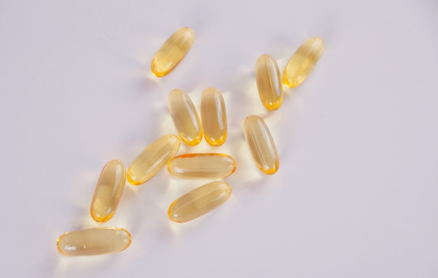 Vitamin E or Omega 3 capsules for healthy nutrition and beauty