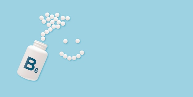Vitamine B6 en supplementen voor de menselijke gezondheid. Dokter raadt aan om vitamine B6 te nemen. arts vertelt over Voordelen van vitamine B6. Essentiële vitamines en mineralen voor de mens. B Vitamine gezondheidsconcept.