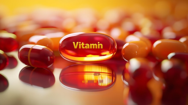 Vitaminesupplementen en capsules Concept in een gigantische pil