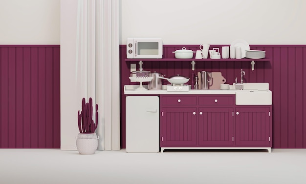 Viva magenta kitchen room and minimalist interior design Stylish living dark pink room interior