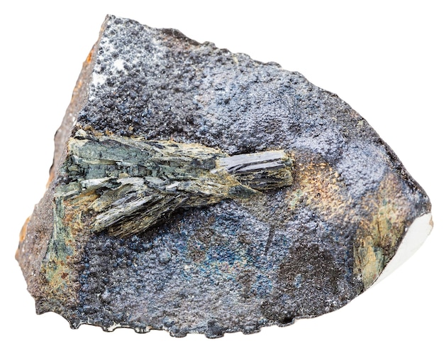 Vivianite crystals in fossil rock isolated