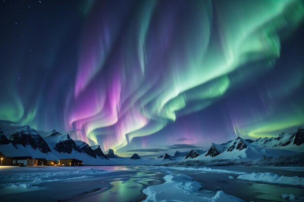 Vivid Aurora Borealis in the Night Sky