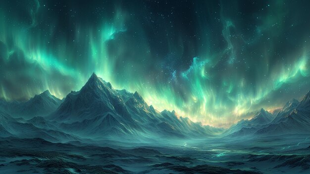 Photo a vivid aurora on distant planet wallpaper