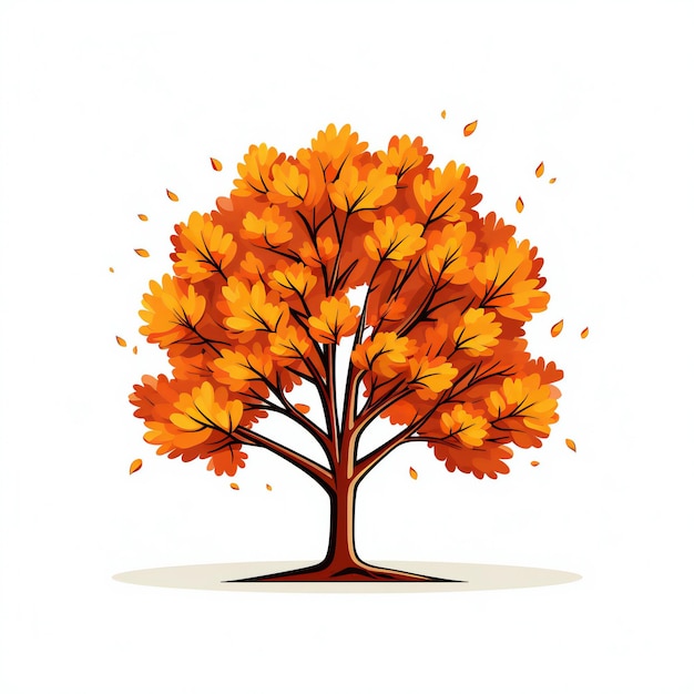 Vivid Autumnal Colors Tree on White Canvas