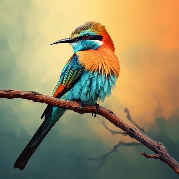 Photo vivid avian palette beeeater on outdoor branch