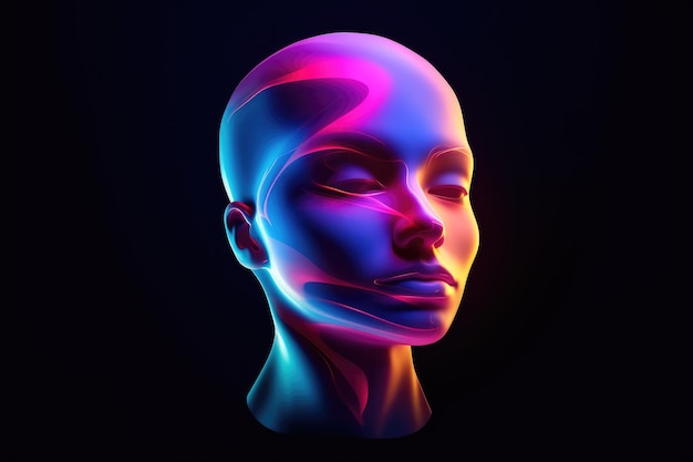 Яркая биолюминесцентная иллюстрация аватара на черном фоне