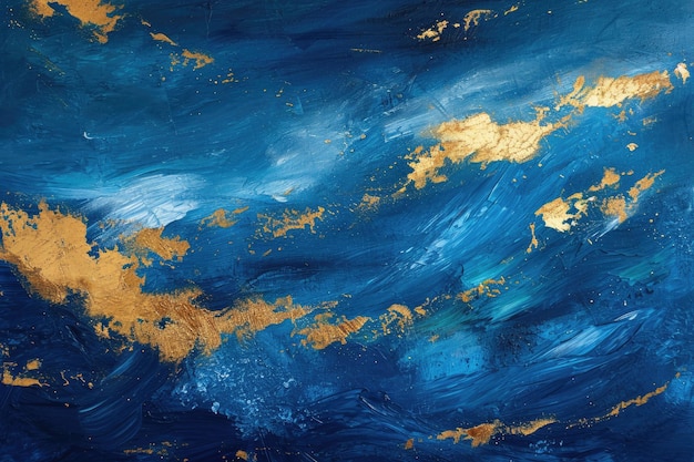 Vivid Blends Of Blue And Gold In Oil On Canvas