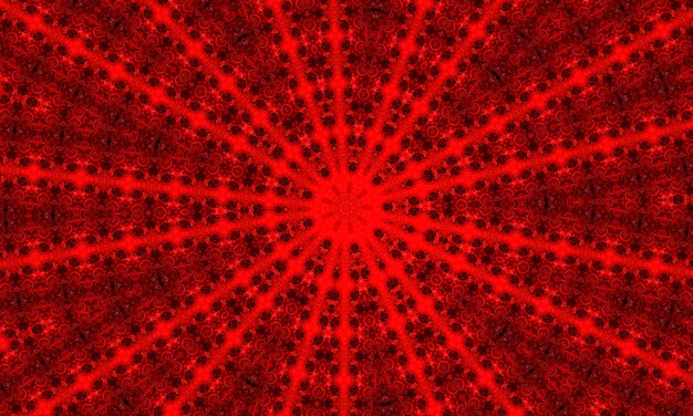 Vivid blood red fractal kaleidoscope, digital artwork for creative graphic design.