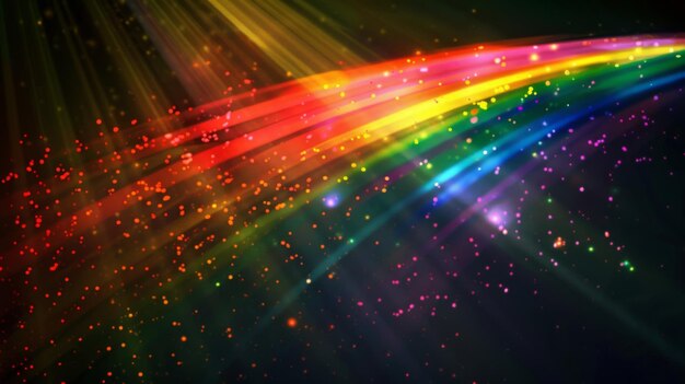 Photo vivid and bright the rainbow light creates a beautiful contrast to the deep dark blackness of the