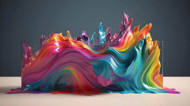 Vivid brushstrokes of joy colorful paint wave art