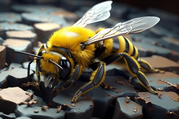 Photo vivid bumble bee d modeling lifelike design