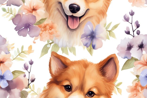 Vivid Canine Expressions Watercolor Puppies in Every Pose Crafting Joy with Colorful Canines Waterco