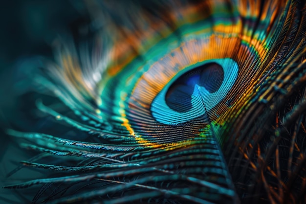 Vivid close up of peacock feather