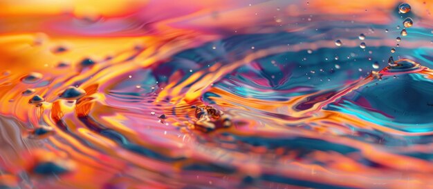 Photo vivid closeup of colorful liquid