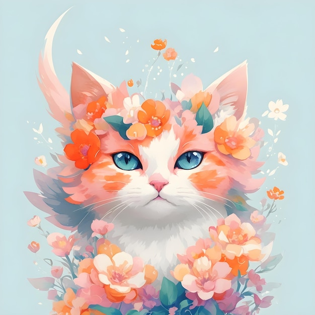 Vivid Color Cat Animals Series kleurrijk schattig Cat achtergrondbehang gemaakt met Generative AI-technologie
