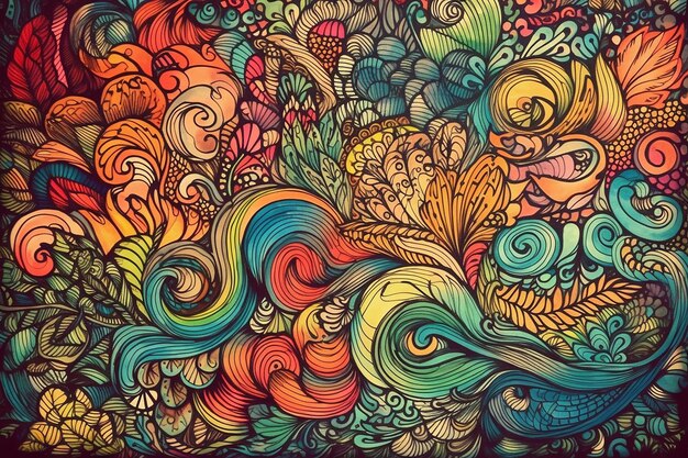 Vivid colorful doodle