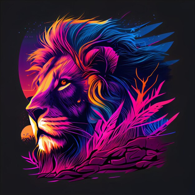 Photo vivid colors lion