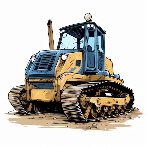 Vivid Comic Book Style Bulldozer Illustration