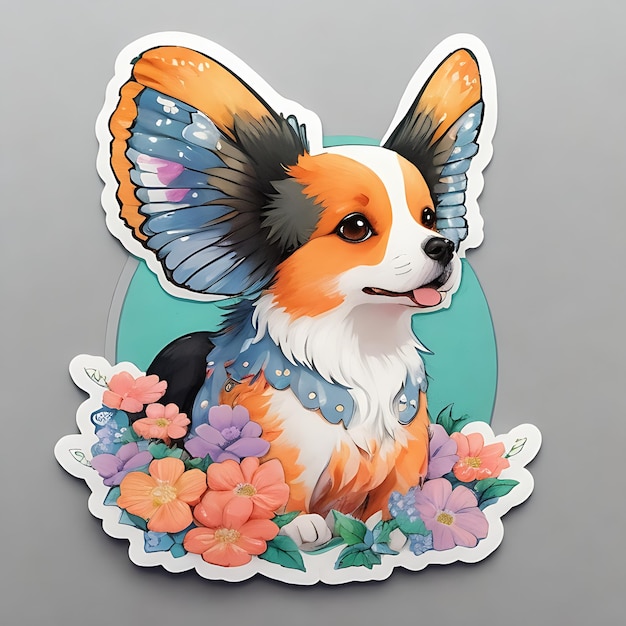 Vivid Cute Dog Head Sticker Studio Ghibli Style