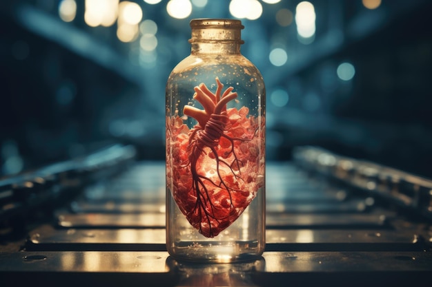 Яркое изображение человеческого сердца в лабораторной среде