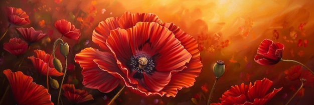 A Vivid Display of Natures Splendor The Striking Color of a Blooming Red Poppy Captured