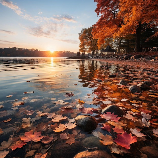 Vivid Fall Foliage Autumn Landscape Photo