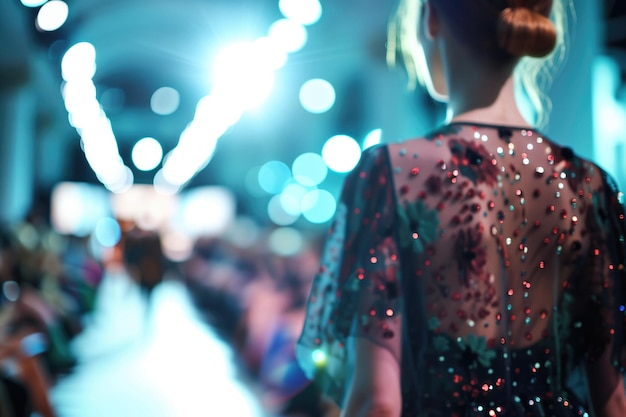 Vivid Fashion Show Scene With A Blurred Background Emphasizing Elegance