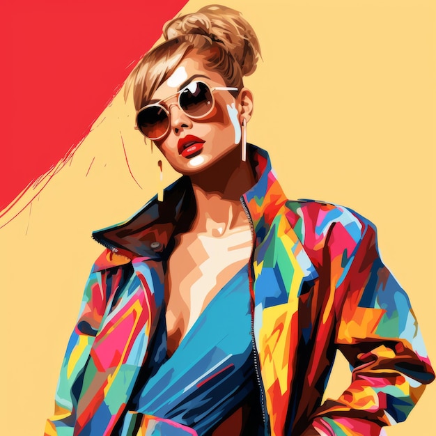 Vivid Fashionillustration Painting Of A Woman In A Jacket