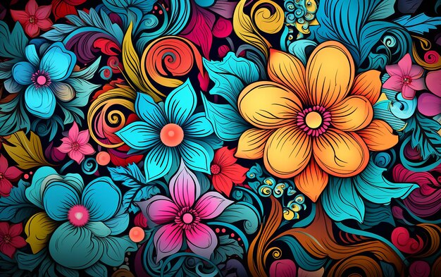 Vivid Floral Delight Colored Background