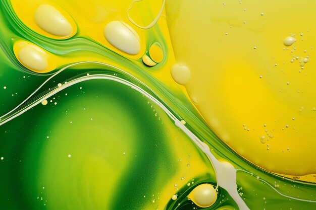 Photo vivid fusion green and yellow liquid