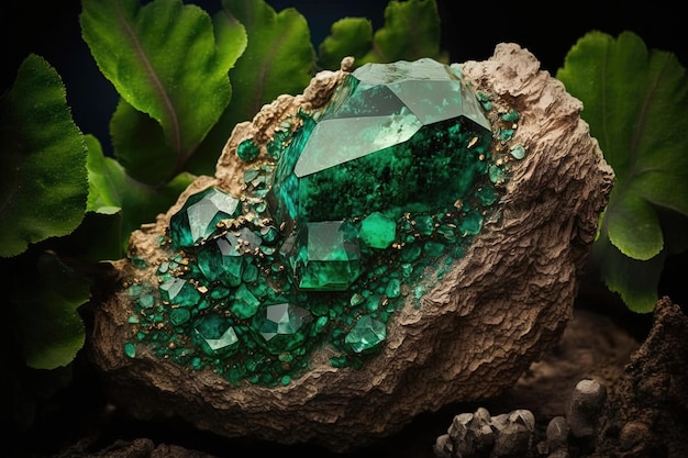 A vivid green gemstone known as an emerald The emerald is a precious gemstone that is valued for its intense green color and clarity Generative AI