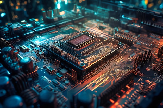 A vivid illustration of a circuit board encapsulating the essence of modern engineering and technological innovation