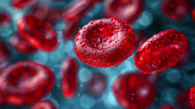 Photo vivid journey through the veins human red blood cells