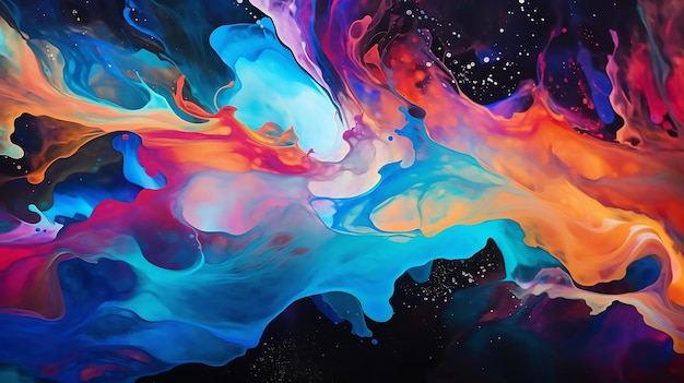 Vivid Liquid Symphony Abstract Kleurrijke heldere kleuren in vloeibaar acryl