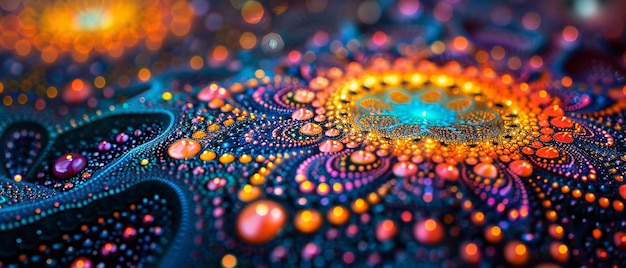 Photo vivid mandala dot painting closeup