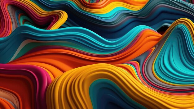 Photo vivid multicolored abstract curvesxa