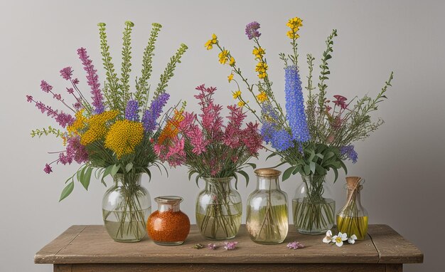 鮮やかな自然のパレット 鮮やかな野の花の静物画