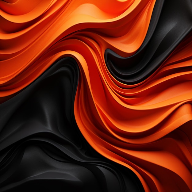 Vivid Orange and Wavy Black Abstractions