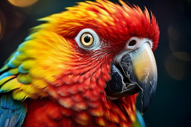 Vivid Parrot Close Up Kleurrijk portret Generatieve AI