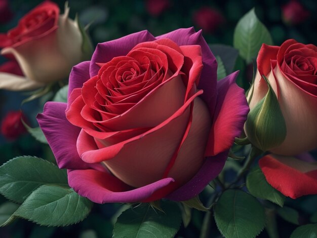 яркие лепестки мечты погружены в гиперреальные розы бесплатные фотографии генерируют