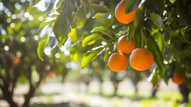 Vivid photo of oranges in a lush florida grove