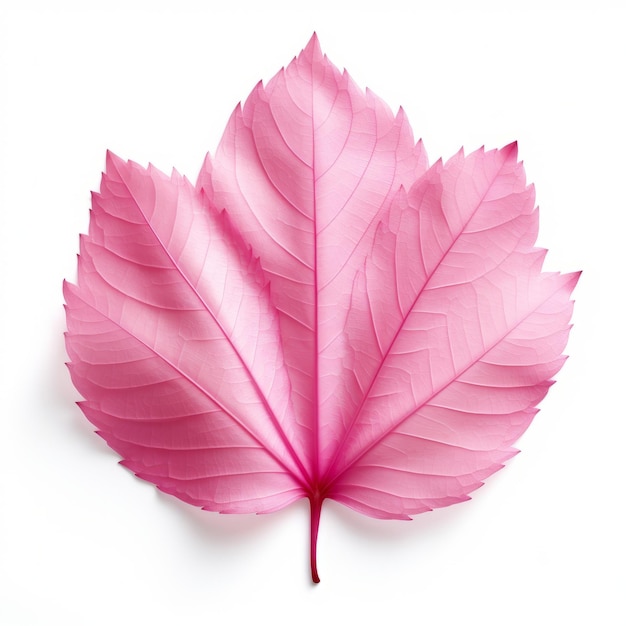 Vivid Pink Leaf Illustration Illusory Hyperrealism In Neoplasticist Style