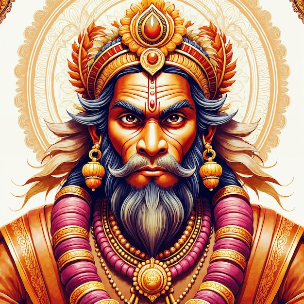 vivid portrait of a hindu deity with regal crown and detailed jewelry